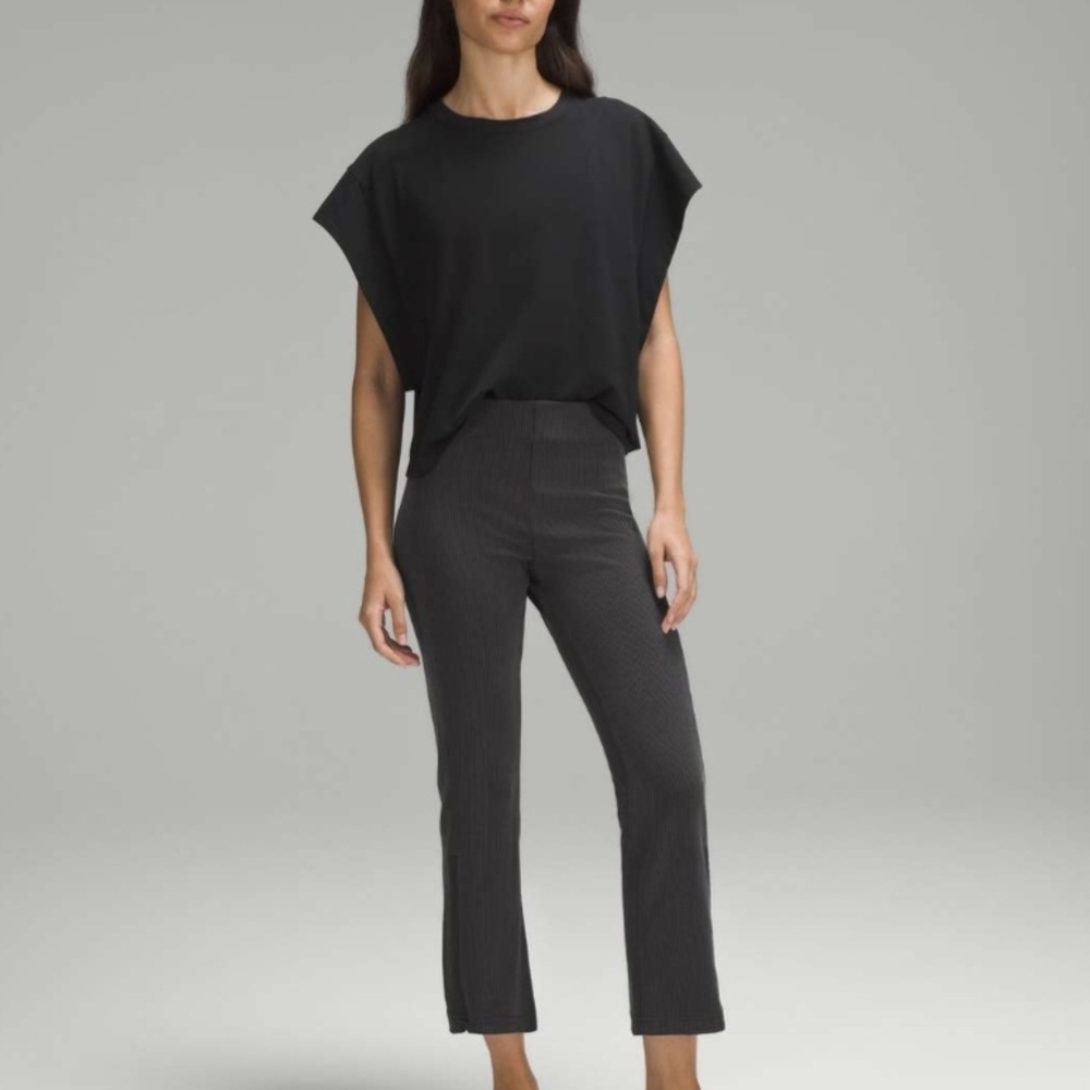 Lululemon Ribbed Softstreme Zip-Leg High-Rise Cropped Pants 25" - Picture 12 of 14